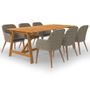 Ensemble de salle à manger de jardin 7 pcs Marron