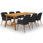 Ensemble de salle à manger de jardin 7 pcs Noir