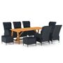 Ensemble de salle à manger de jardin 9 pcs Gris foncé