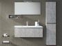 Ensemble meuble de salle de bain 1 tiroir 1 colonne effet béton et miroir à LED Teph L 100 cm