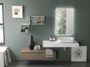 Ensemble meuble de salle de bain 1 tiroir blanc et chêne et miroir lumineux Kyo L 120 cm