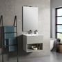 Ensemble meuble de salle de bain 1 tiroir bois beige et miroir lumineux Noe L 60 cm