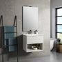 Ensemble meuble de salle de bain 1 tiroir bois blanc et miroir lumineux Noe L 60 cm