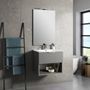 Ensemble meuble de salle de bain 1 tiroir bois gris et miroir lumineux Noe L 60 cm