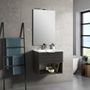 Ensemble meuble de salle de bain 1 tiroir bois marron et miroir lumineux Noe L 60 cm