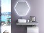 Ensemble meuble de salle de bain 1 tiroir effet béton et laqué blanc et miroir à LED Kyo L 120 cm