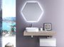 Ensemble meuble de salle de bain 1 tiroir bois clair et laqué blanc et miroir à LED Kyo L 120 cm