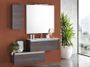 Ensemble meuble de salle de bain 2 tiroirs 1 armoire bois foncé et miroir à LED Teph L 150 cm