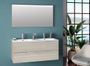 Ensemble meuble de salle de bain 2 tiroirs beige double vasque et miroir lumineux Molam L 120 cm