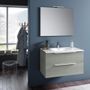 Ensemble meuble de salle de bain 2 tiroirs beige et miroir à LED Mola L 100 cm