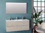 Ensemble meuble de salle de bain 2 tiroirs beige et miroir lumineux Molam L 120 cm