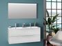 Ensemble meuble de salle de bain 2 tiroirs blanc double vasque et miroir lumineux Molam L 120 cm