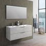 Ensemble meuble de salle de bain 2 tiroirs blanc double vasque et miroir lumineux Olo L 120 cm