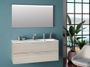Ensemble meuble de salle de bain 2 tiroirs bois beige et miroir à LED Malo L 120 cm