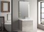 Ensemble meuble de salle de bain 2 tiroirs bois beige et miroir lumineux Malo L 60 cm