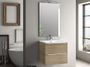 Ensemble meuble de salle de bain 2 tiroirs bois chêne clair et miroir lumineux Malo L 60 cm