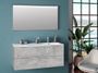 Ensemble meuble de salle de bain 2 tiroirs bois effet béton et miroir à LED Malo L 120 cm