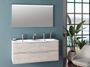 Ensemble meuble de salle de bain 2 tiroirs bois gris clair double vasque et miroir lumineux Molam L 120 cm