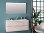 Ensemble meuble de salle de bain 2 tiroirs bois gris clair et miroir à LED Malo L 120 cm