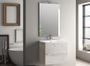 Ensemble meuble de salle de bain 2 tiroirs bois gris clair et miroir lumineux Malo L 60 cm