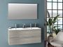 Ensemble meuble de salle de bain 2 tiroirs bois gris et miroir à LED Malo L 120 cm