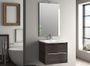 Ensemble meuble de salle de bain 2 tiroirs bois marron et miroir lumineux Malo L 60 cm