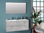 Ensemble meuble de salle de bain 2 tiroirs effet béton double vasque et miroir lumineux Molam L 120 cm
