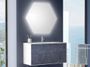 Ensemble meuble de salle de bain 2 tiroirs laqué blanc et bleu gris et miroir lumineux Lago L 100 cm