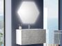 Ensemble meuble de salle de bain 2 tiroirs laqué blanc et effet béton et miroir lumineux Lago L 100 cm