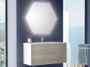 Ensemble meuble de salle de bain 2 tiroirs laqué blanc et gris et miroir lumineux Lago L 100 cm