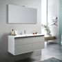 Ensemble meuble de salle de bain 2 tiroirs laqué blanc et gris et miroir à LED Lago L 120 cm