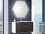 Ensemble meuble de salle de bain 2 tiroirs laqué blanc et gris oxyde et miroir lumineux Lago L 100 cm