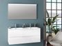 Ensemble meuble de salle de bain 2 tiroirs laqué blanc et miroir à LED Mola L 120 cm