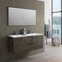 Ensemble meuble de salle de bain 2 tiroirs marron double vasque et miroir lumineux Olo L 120 cm