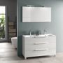 Ensemble meuble de salle de bain 3 tiroirs blanc double vasque et miroir à LED Molma L 120 cm