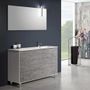 Ensemble meuble de salle de bain 3 tiroirs blanc et effet béton et miroir à LED Lago L 120 cm