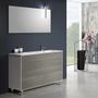 Ensemble meuble de salle de bain 3 tiroirs blanc et gris et miroir à LED Lago L 120 cm