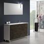 Ensemble meuble de salle de bain 3 tiroirs blanc et gris oxyde et miroir à LED Lago L 120 cm