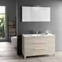 Ensemble meuble de salle de bain 3 tiroirs bois beige et miroir lumineux Malo L 120 cm