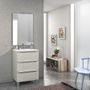 Ensemble meuble de salle de bain 3 tiroirs bois beige et miroir lumineux Malo L 60 cm