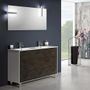 Ensemble meuble de salle de bain 3 tiroirs bois blanc et gris oxyde et miroir à LED Lago L 120 cm