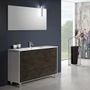 Ensemble meuble de salle de bain 3 tiroirs bois blanc et gris oxyde et miroir à LED Lago L 120 cm 2