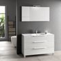 Ensemble meuble de salle de bain 3 tiroirs bois blanc et miroir lumineux Malo L 120 cm