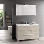 Ensemble meuble de salle de bain 3 tiroirs bois gris clair et miroir lumineux Malo L 120 cm