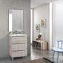 Ensemble meuble de salle de bain 3 tiroirs bois gris clair et miroir lumineux Malo L 60 cm