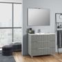 Ensemble meuble de salle de bain 3 tiroirs bois gris et miroir lumineux Malo L 100 cm