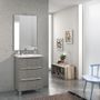 Ensemble meuble de salle de bain 3 tiroirs bois gris et miroir lumineux Malo L 60 cm