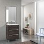 Ensemble meuble de salle de bain 3 tiroirs bois marron et miroir lumineux Malo L 60 cm