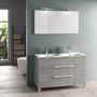 Ensemble meuble de salle de bain 3 tiroirs gris oxyde double vasque et miroir à LED Molma L 120 cm