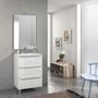 Ensemble meuble de salle de bain 3 tiroirs laqué blanc brillant et miroir lumineux Malo L 60 cm